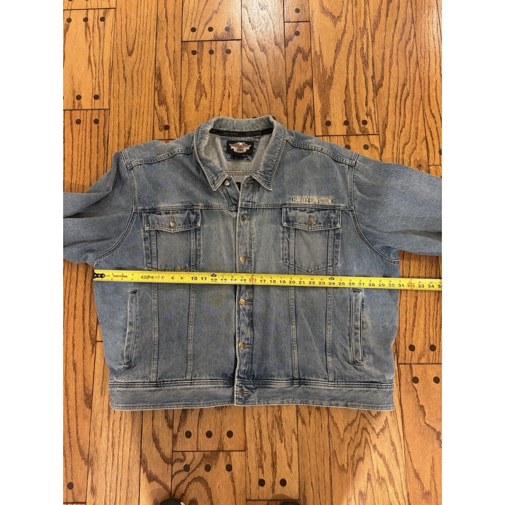 Vintage Harley Davidson Motorcycle Denim Jean Biker Jacket Men's 5XL Logo Patch - Picture 15 of 15